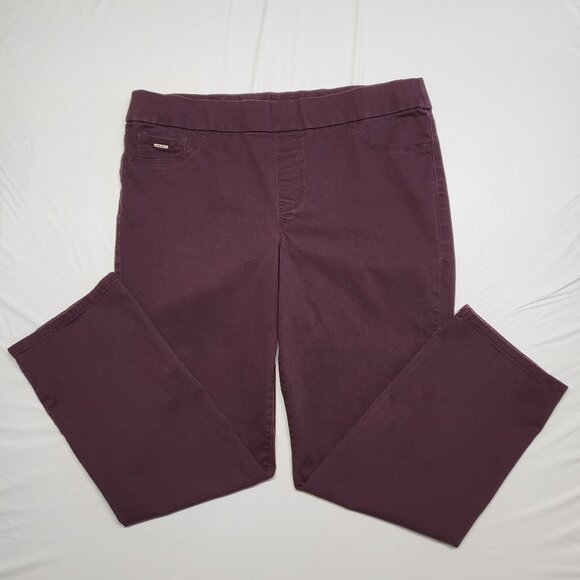 Nine West Jeans Pants Heidi Pull On Straight Leg Womens Size 16 Plum 38 X 28.5 - Picture 1 of 13